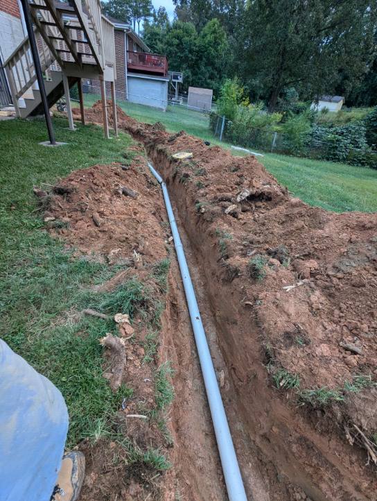 Underground pipe installation trench