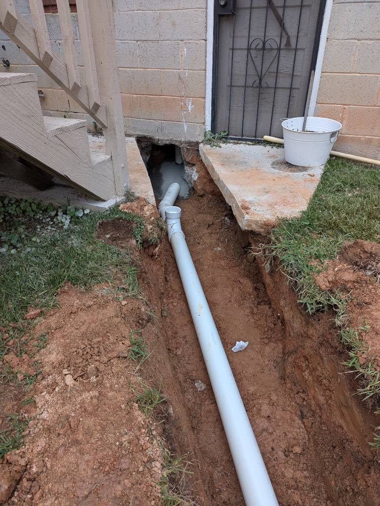 Sewer pipe at foundation